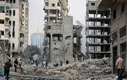 Immeubles détruits à, Gaza, au Proche-Orient